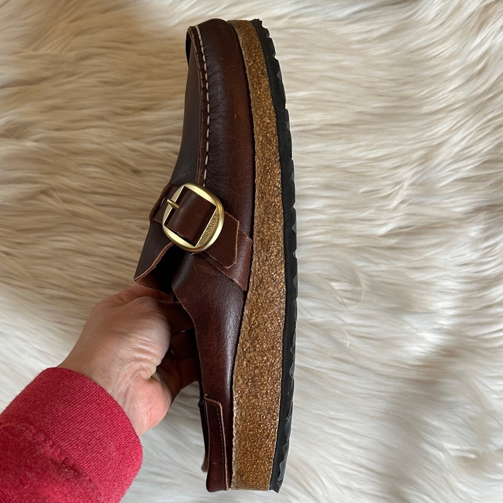 Birkenstock Buckley Natural Oiled Leather Buckle Clog Mules - Picture 8 of 11